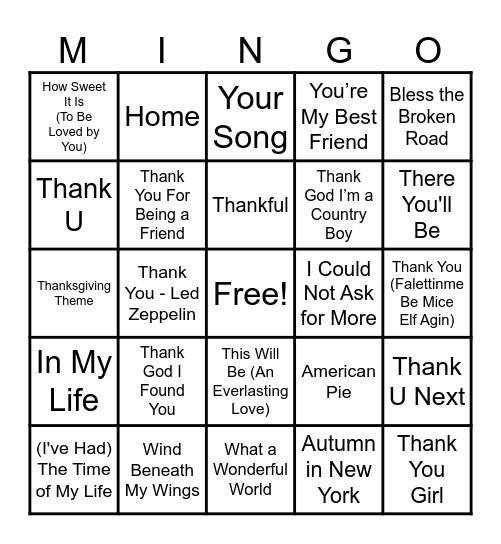 Grateful Grooves Bingo Card