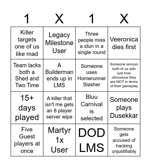 Forsaken Bingo Card