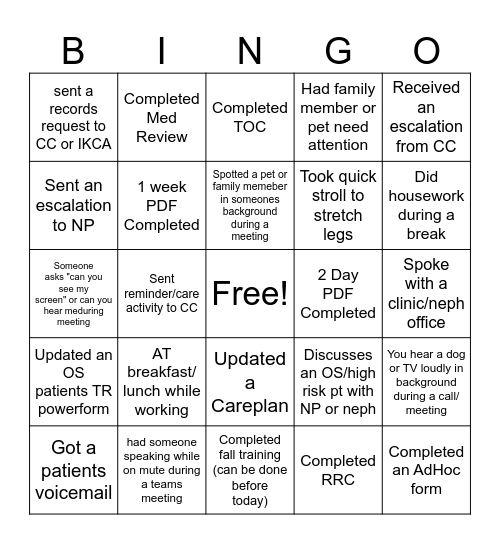 RN Bingo Card