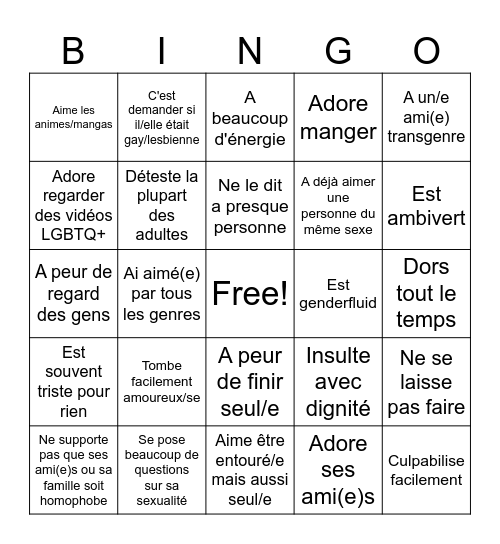Pansexuel Bingo Card