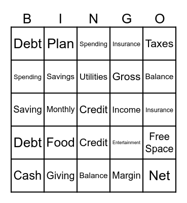 Financial Wellness Bingo Card
