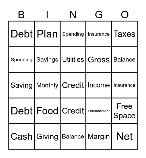 Financial Wellness Bingo Card