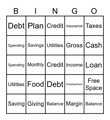 Financial Wellness Bingo Card