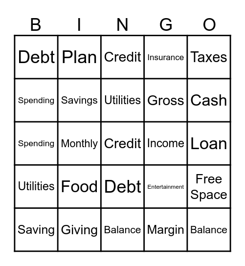 Financial Wellness Bingo Card