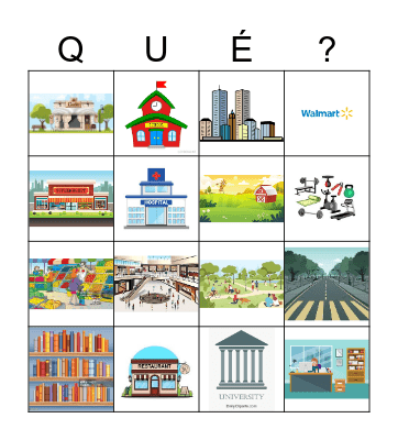 Los lugares Bingo Card
