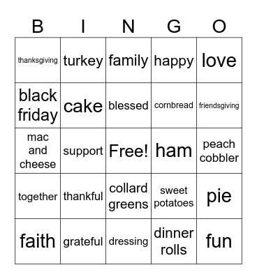 FRIENDSGIVING Bingo Card