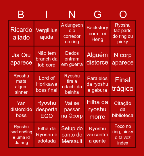 Bingo do Canto 9 Bingo Card