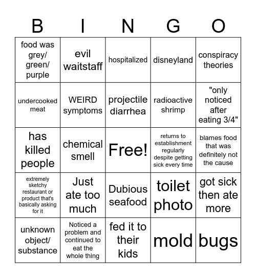 iwaspoisoned.com Bingo Card