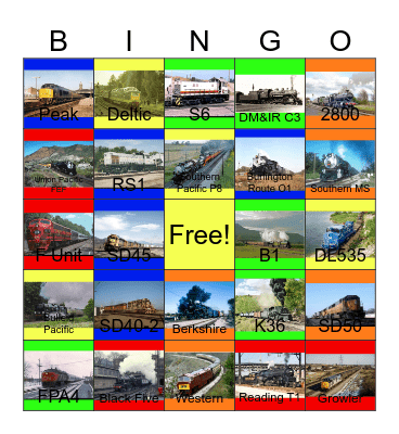 Railroads that I would like to a photograph with my camera one day Bingo Card