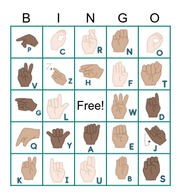 American Sign Language Bingo Card