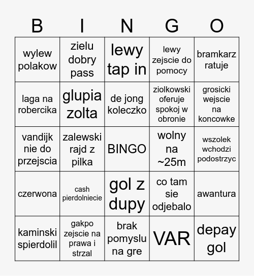 polska holandia Bingo Card