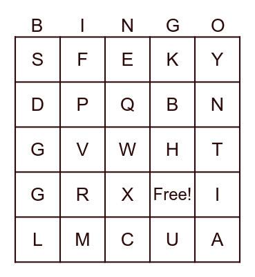 The Alphabet Bingo Card