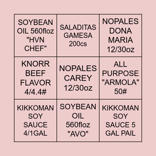 BINGO Card