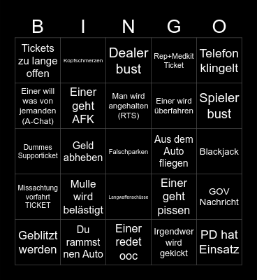 servus gta Bingo Card