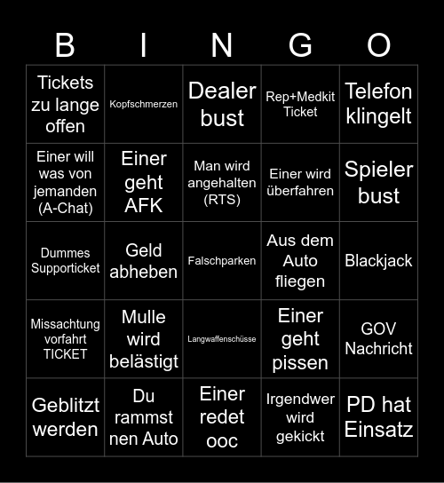 servus gta Bingo Card
