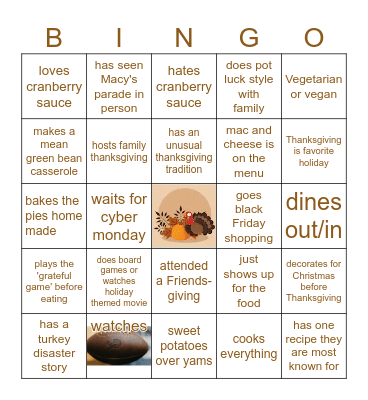 Thanksgiving 2025 Bingo Card