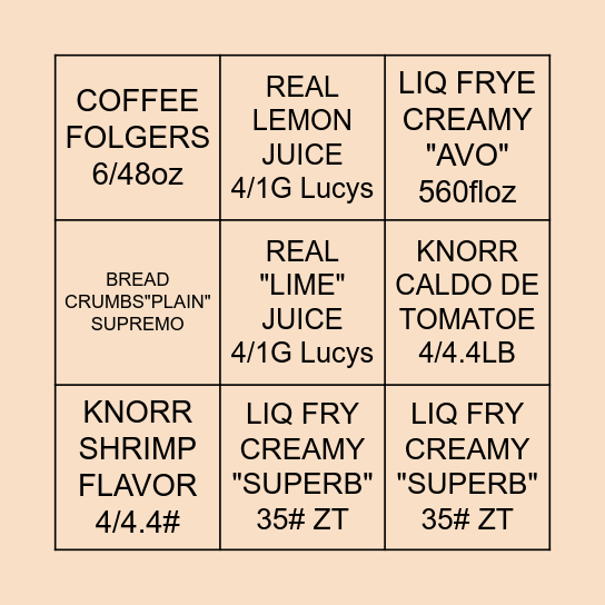 BINGO Card