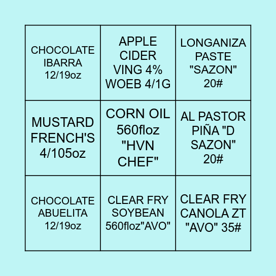BINGO Card