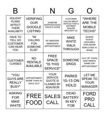 BDC BINGO CARD Bingo Card