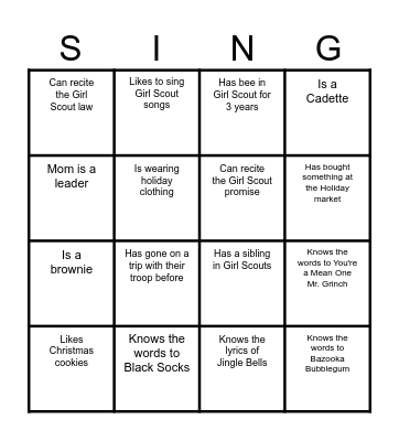 Find someone who... Bingo Card