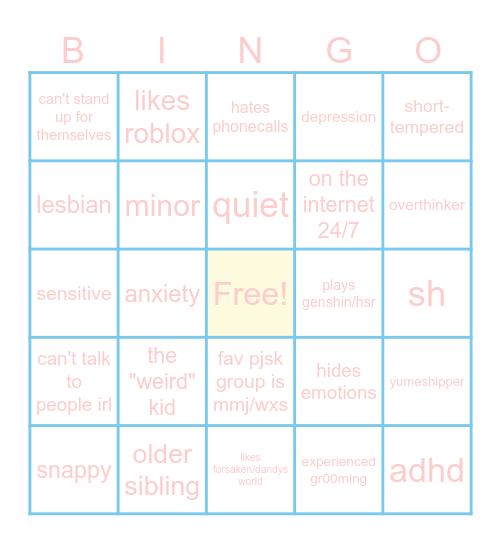 sleepy Bingo Card