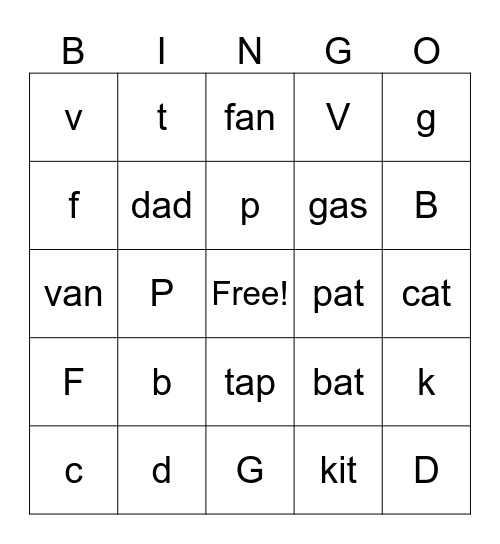 Letter Review Bingo Card