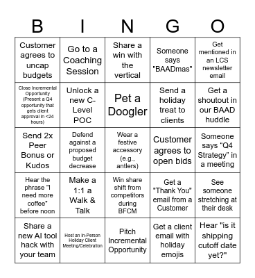 BAAD Holiday Bingo Card