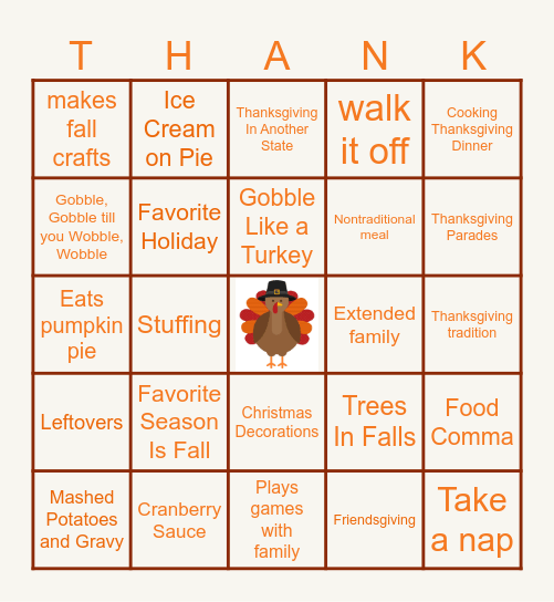 Fall Themed Bingo Card