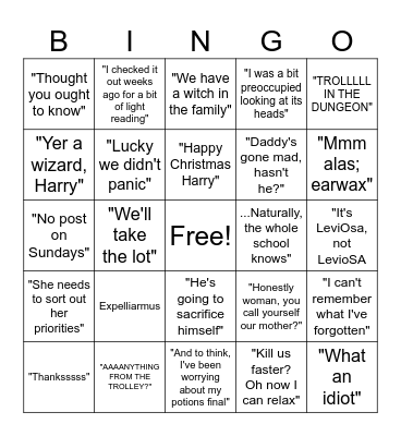 Harry Potter & The Sorcerer's Stone Bingo Card