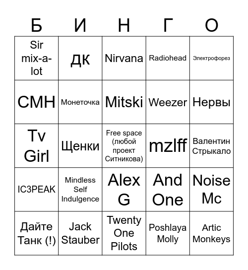 сёрч френдс кф музыкальный вкус Bingo Card