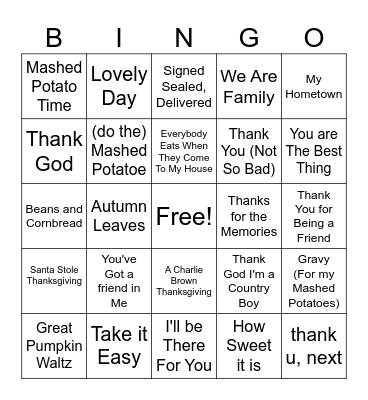 Thanksgiving Bingo Card