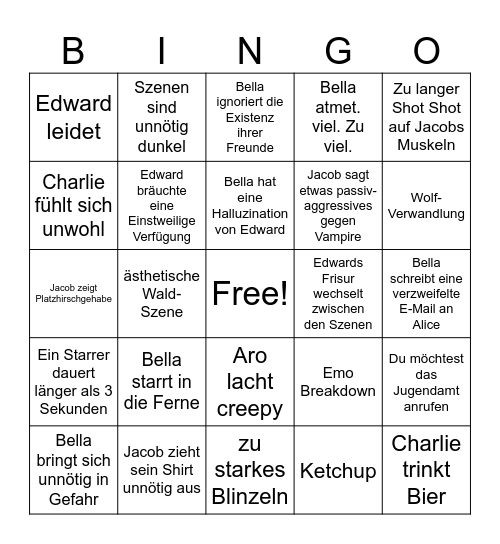 New Moon Bingo Card