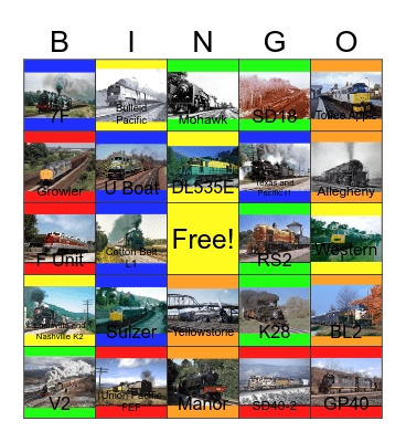 Railroads that I would like to talk the history of the lines one day Bingo Card