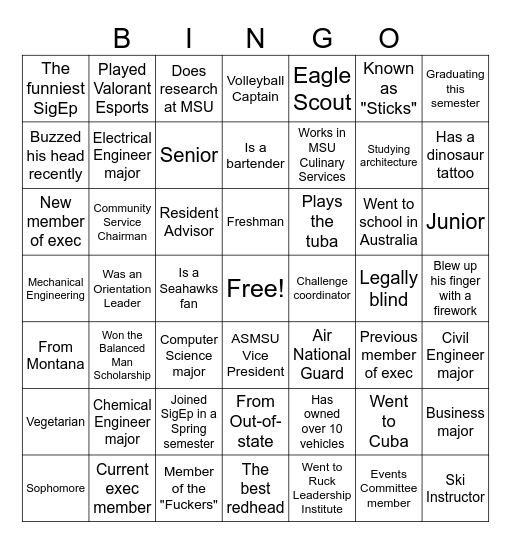 Brotherhood Bingo Card