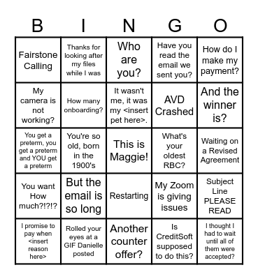 Holiday Bingo Card