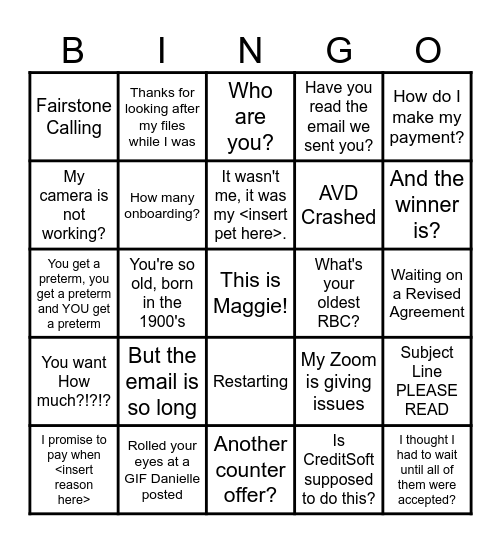 Holiday Bingo Card