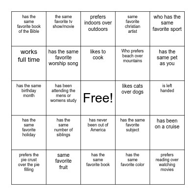 Get to Know You Bingo!  Find someone who Bingo Card