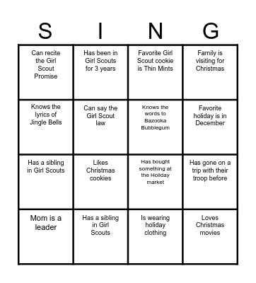 Find someone who... Bingo Card