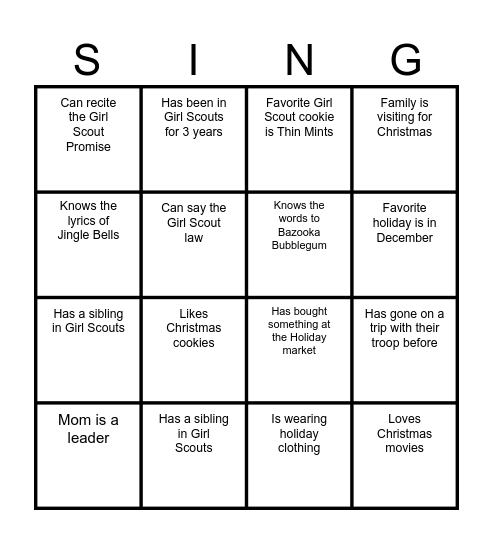 Find someone who... Bingo Card