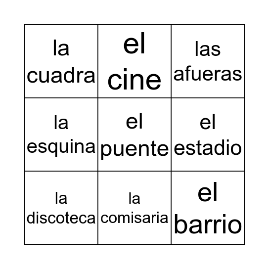 La Ciudad Bingo Card