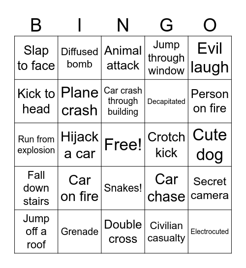 Running Man Bingo Card