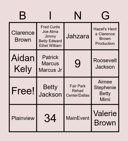 Hazel's Herd Bingo Card