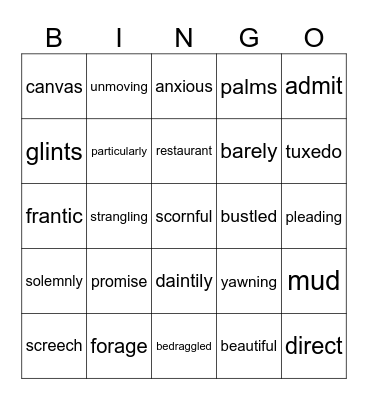IVAN VOCABULARY (pages 121-169) Bingo Card