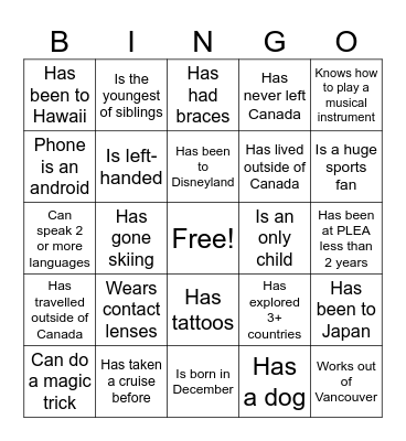Find the Co-Worker Bingo Card