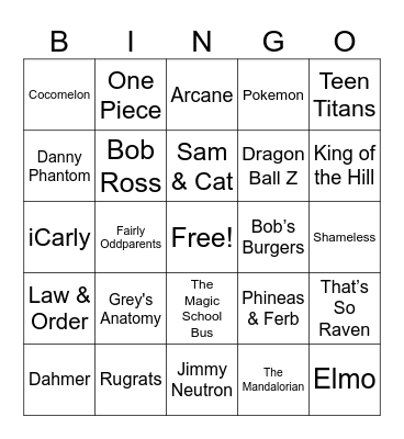 TV THEME BINGO Card