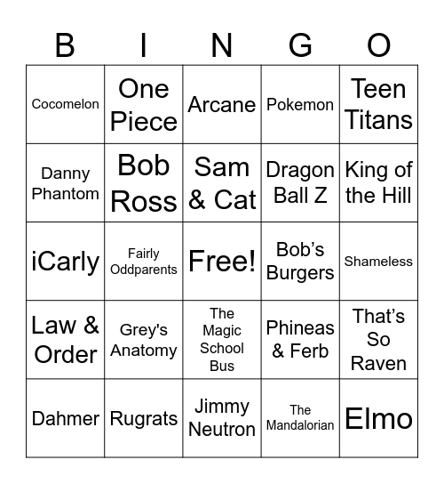 TV THEME BINGO Card
