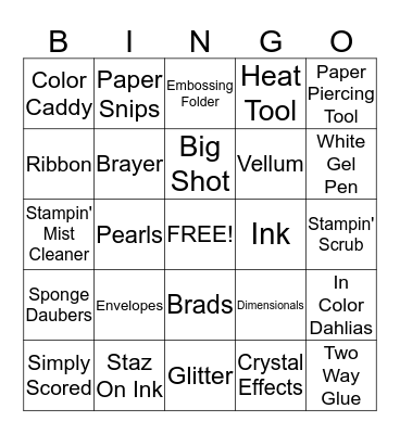 Stampin' Up! Bingo Card