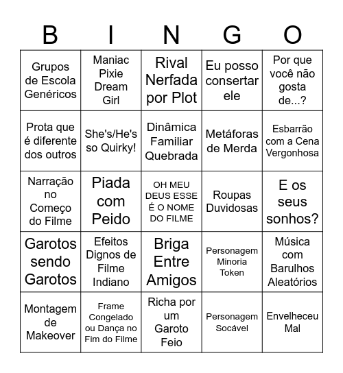Bingo Filme dos Anos 90 Bingo Card