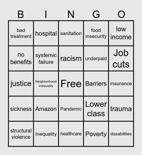Disposable Bingo Card