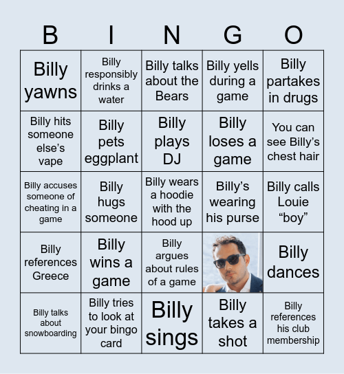 BILLY BIRTHDAY BINGO Card